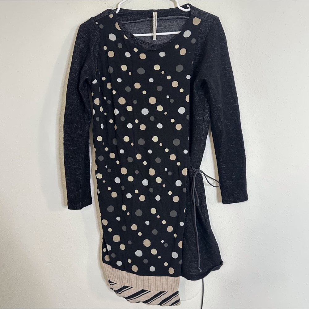 Antipast wool blend knit polka dot wrap sweater